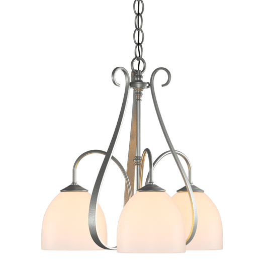 Sweeping Taper 3-Arm Chandelier - Vintage Platinum - Opal Glass by Hubbardton Forge