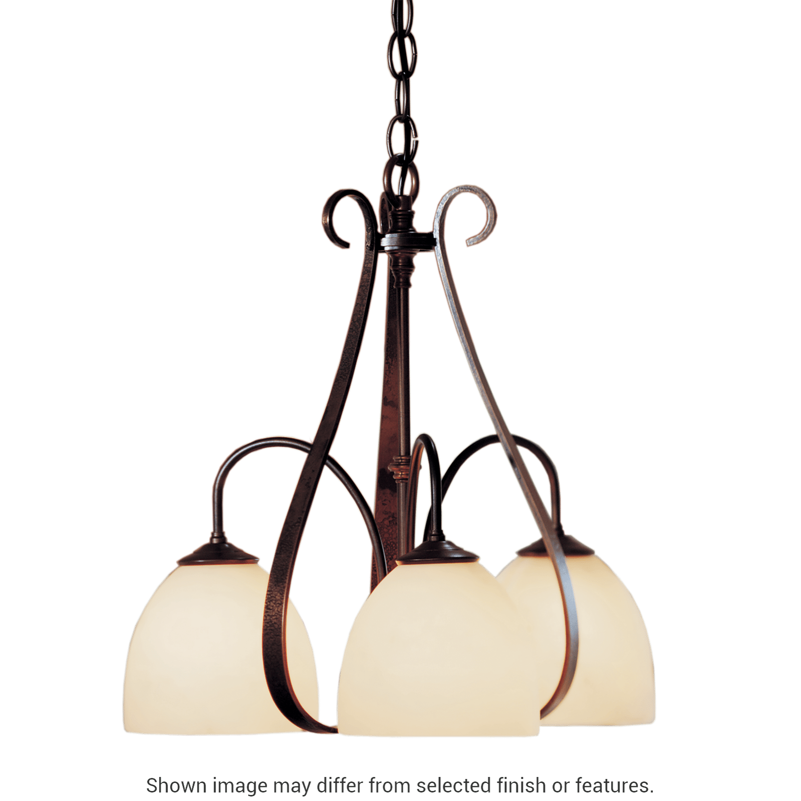 Sweeping Taper 3-Arm Chandelier - White - Water Glass by Hubbardton Forge