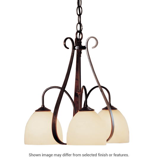 Sweeping Taper 3-Arm Chandelier - White - Water Glass by Hubbardton Forge