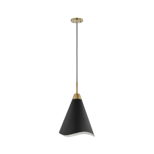 Tango - 1 Light - Medium Pendant - Matte Black with Burnished Brass - Satco 60-7473