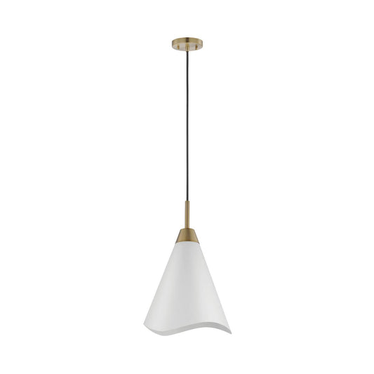 Tango - 1 Light - Medium Pendant - Matte White with Burnished Brass - Satco 60-7474