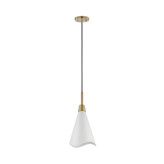 Tango - 1 Light - Small Pendant - Matte White with Burnished Brass - Satco 60-7471