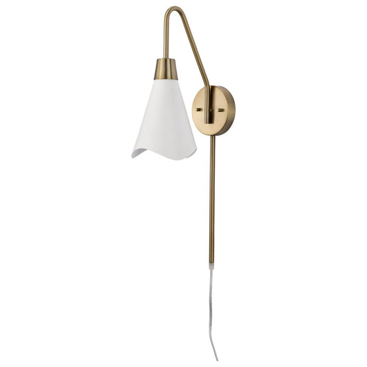 Tango - 1 Light - Wall Sconce - Matte White with Burnished Brass - Satco 60-7468