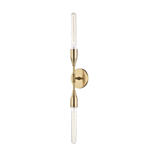 Tara 2-Light Tubular Sconce - Aged Brass by Mitzi