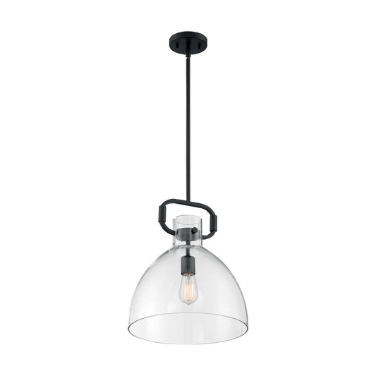 Teresa - 1 Light Pendant with Clear Glass - Matte Black Finish - Satco 60-7152