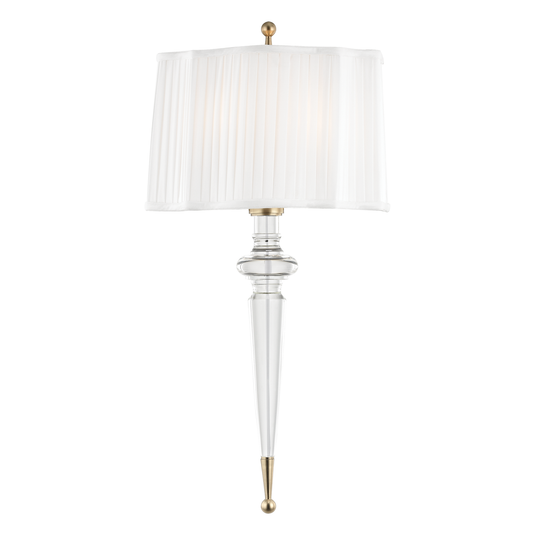 Tipton Wall Sconce - Pleated Silk Shade - Aged Brass by Hudson Valley Lighting