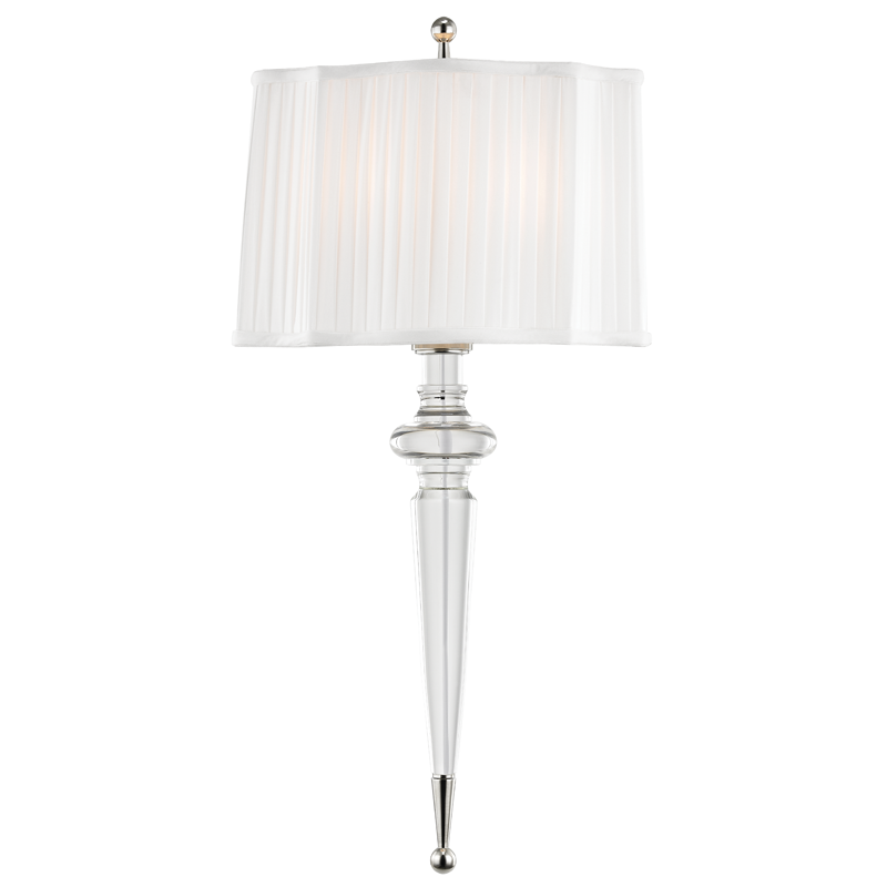 Tipton Wall Sconce - Pleated Silk Shade - Polished Nickel by Hudson Valley Lighting