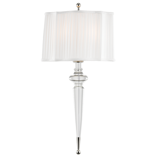 Tipton Wall Sconce - Pleated Silk Shade - Polished Nickel by Hudson Valley Lighting