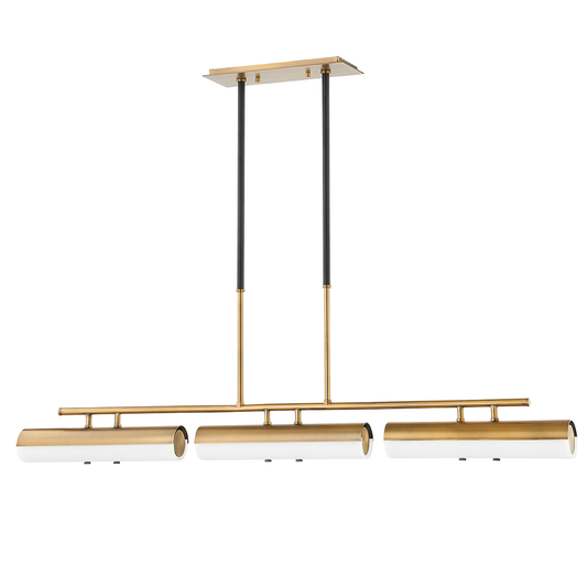 Titus Linear Chandelier - 3-Light - Patina Brass - Troy Lighting F3248-PBR/SBK