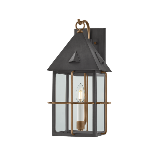 Toby Wall Sconce - 1-Light - Patina Brass/ Graphite - Troy Lighting B6617-PBR/GRA