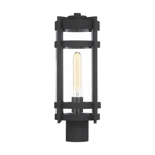 Tofino - 1 Light Post Lantern - Clear Glass - Textured Black Finish - Satco 60-6575