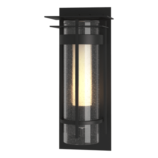 Torch Small Outdoor Sconce with Top Plate - Coastal Black by Hubbardton Forge