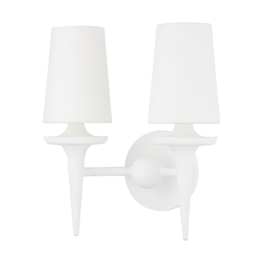 Torch Wall Sconce - 2-Light - White Plaster by Hudson Valley Lighting
