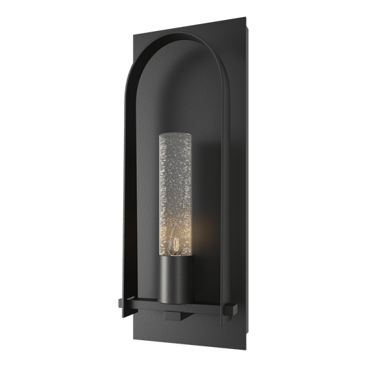 Triomphe Medium Outdoor Sconce - Coastal Black - Clear Seeded Glass by Hubbardton Forge