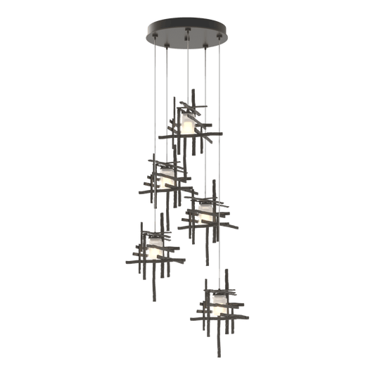 Tura 5-Light Frosted Glass Pendant - Dark Smoke by Hubbardton Forge