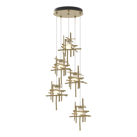 Tura 5-Light Frosted Glass Pendant - Modern Brass by Hubbardton Forge