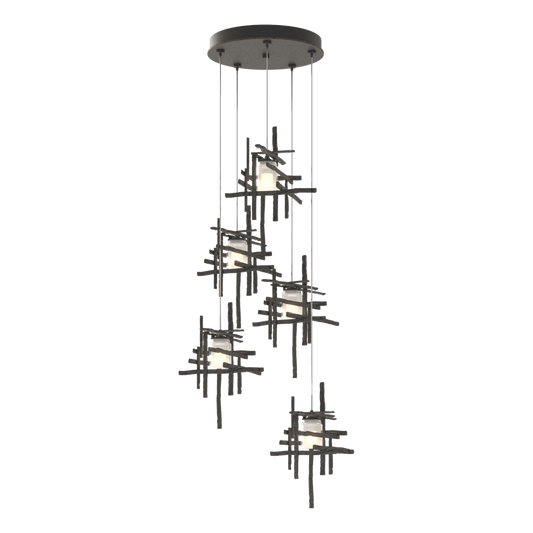 Tura 5-Light Frosted Glass Pendant - Natural Iron by Hubbardton Forge