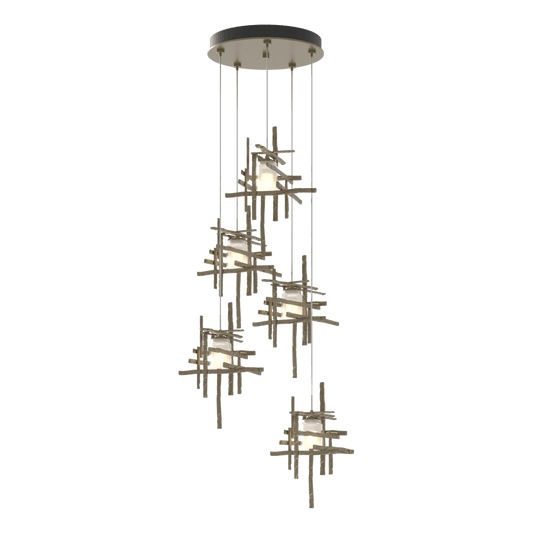 Tura 5-Light Frosted Glass Pendant - Soft Gold by Hubbardton Forge