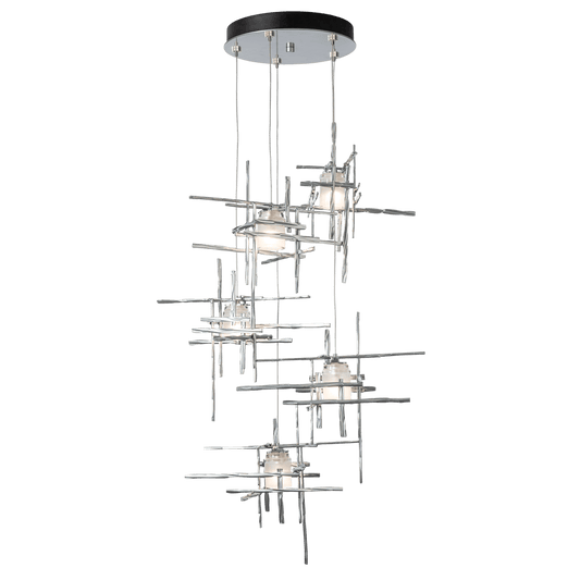 Tura 5-Light Frosted Glass Pendant - Sterling by Hubbardton Forge
