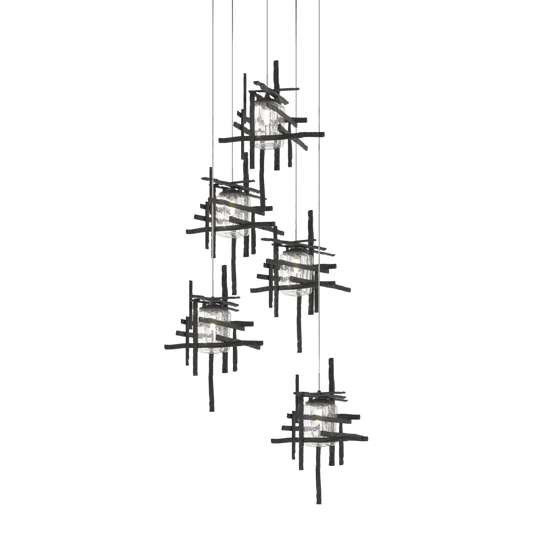 Tura 5-Light Seeded Glass Pendant - Black by Hubbardton Forge