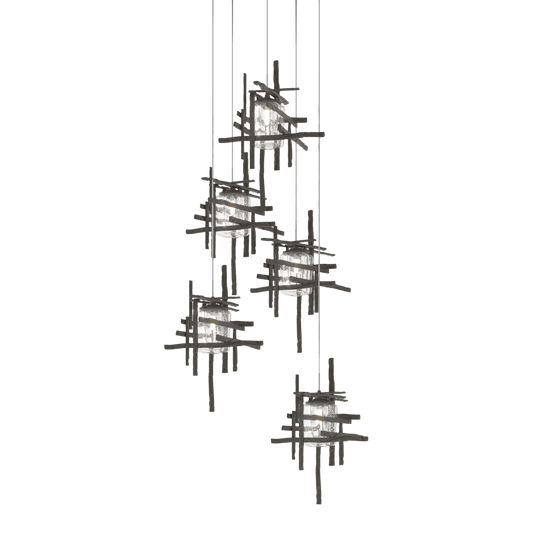 Tura 5-Light Seeded Glass Pendant - Dark Smoke by Hubbardton Forge