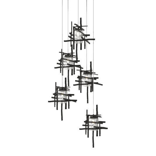 Tura 5-Light Seeded Glass Pendant - Ink by Hubbardton Forge