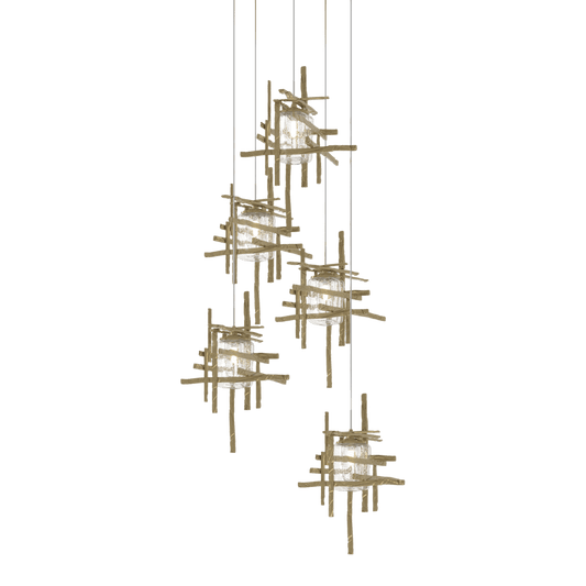Tura 5-Light Seeded Glass Pendant - Modern Brass by Hubbardton Forge
