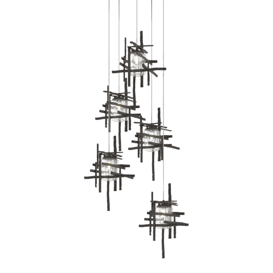 Tura 5-Light Seeded Glass Pendant - Oil Rubbed Bronze by Hubbardton Forge