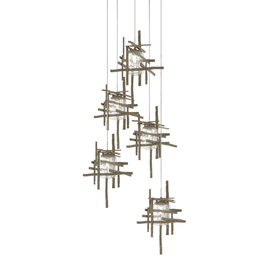 Tura 5-Light Seeded Glass Pendant - Soft Gold by Hubbardton Forge