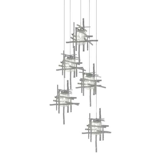 Tura 5-Light Seeded Glass Pendant - Vintage Platinum by Hubbardton Forge