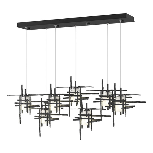 Tura 7-Light Frosted Glass Pendant - Black by Hubbardton Forge