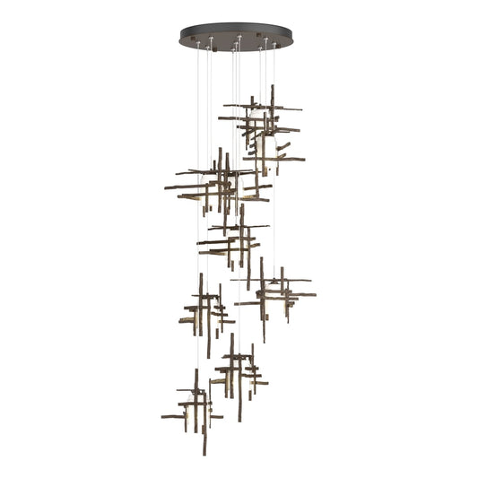 Tura 9-Light Frosted Glass Pendant - Bronze by Hubbardton Forge