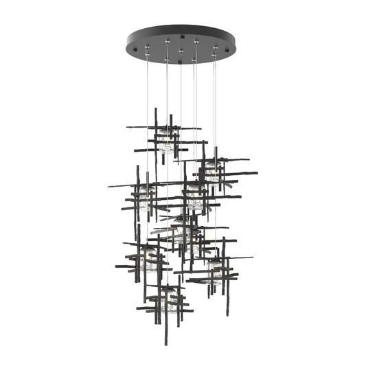 Tura 9-Light Seeded Glass Pendant - Black by Hubbardton Forge