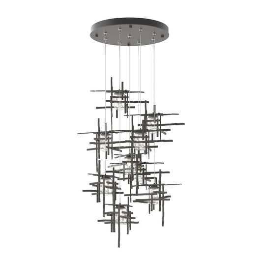 Tura 9-Light Seeded Glass Pendant - Dark Smoke by Hubbardton Forge