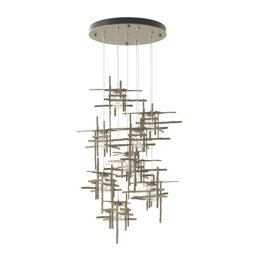 Tura 9-Light Seeded Glass Pendant - Vintage Platinum by Hubbardton Forge