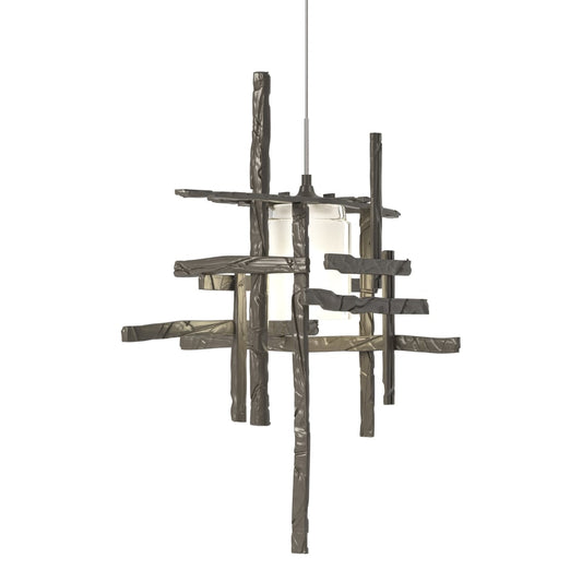 Tura Frosted Glass Low Voltage Mini Pendant - Dark Smoke by Hubbardton Forge