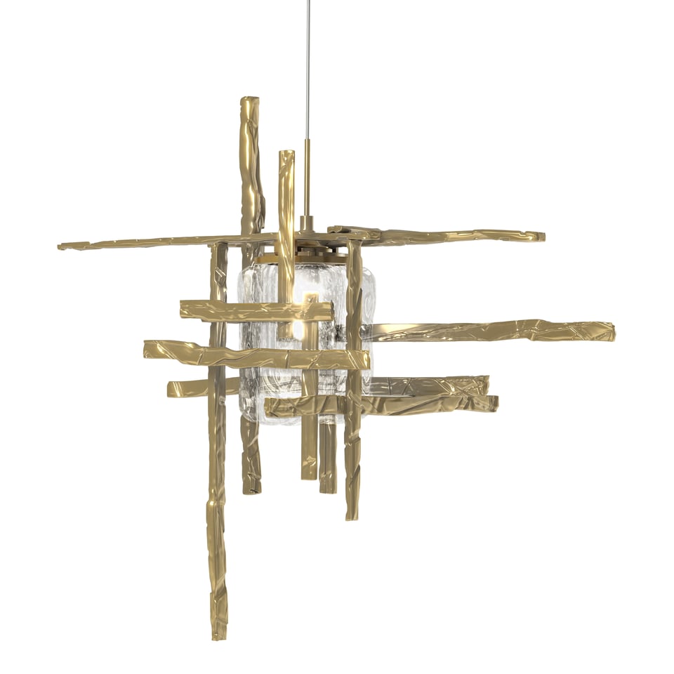 Tura Seeded Glass Low Voltage Mini Pendant - Modern Brass by Hubbardton Forge