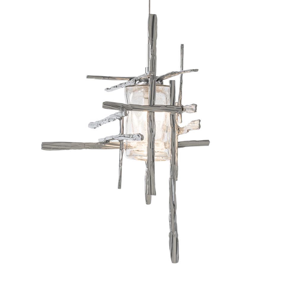 Tura Seeded Glass Low Voltage Mini Pendant - Sterling by Hubbardton Forge