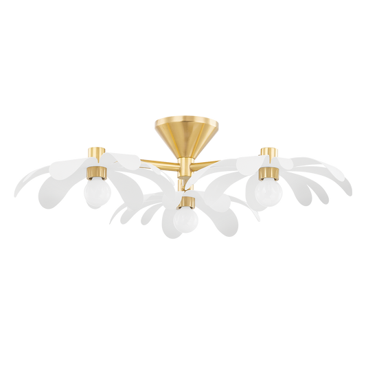 Twiggy Semi Flush - 3-Light - Aged Brass/Textured White - Mitzi H698603-AGB/TWH