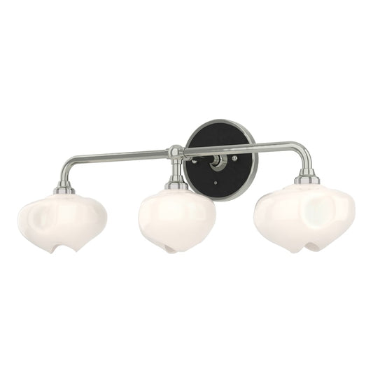 Ume 3-Light Curved Arm Bath Sconce - Sterling - Black Accent by Hubbardton Forge
