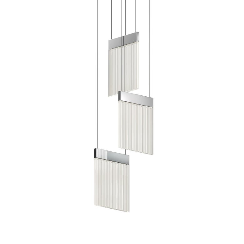 V-Panels 3-Light Pendant - Polished Chrome by SONNEMAN