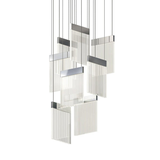 V-Panels 8-Light Pendant - Polished Chrome by SONNEMAN