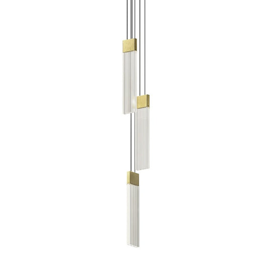 V-Panels Thin 3-Light Pendant - Brass by SONNEMAN