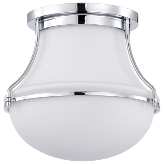 Valdora 1 Light Flush Mount - 10 Inches - Polished Nickel - White Opal Glass - Satco 60-7870