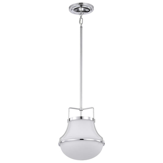 Valdora 1 Light Pendant - 10 Inches - Polished Nickel - White Opal Glass - Satco 60-7872