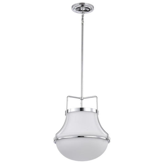 Valdora 1 Light Pendant - 14 Inches - Polished Nickel - White Opal Glass - Satco 60-7873