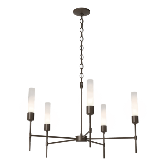 Vela 5-Arm Chandelier - Bronze - Frosted Glass by Hubbardton Forge