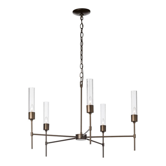 Vela 5-Arm Chandelier - Dark Smoke - Clear Glass by Hubbardton Forge