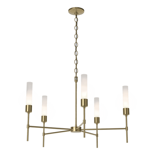 Vela 5-Arm Chandelier - Modern Brass - Frosted Glass by Hubbardton Forge