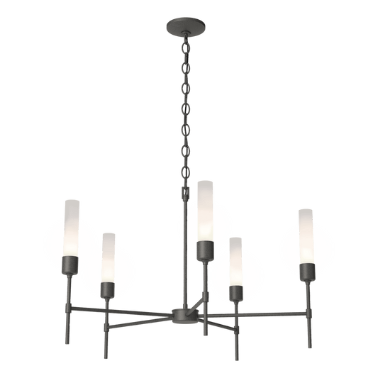 Vela 5-Arm Chandelier - Natural Iron - Frosted Glass by Hubbardton Forge